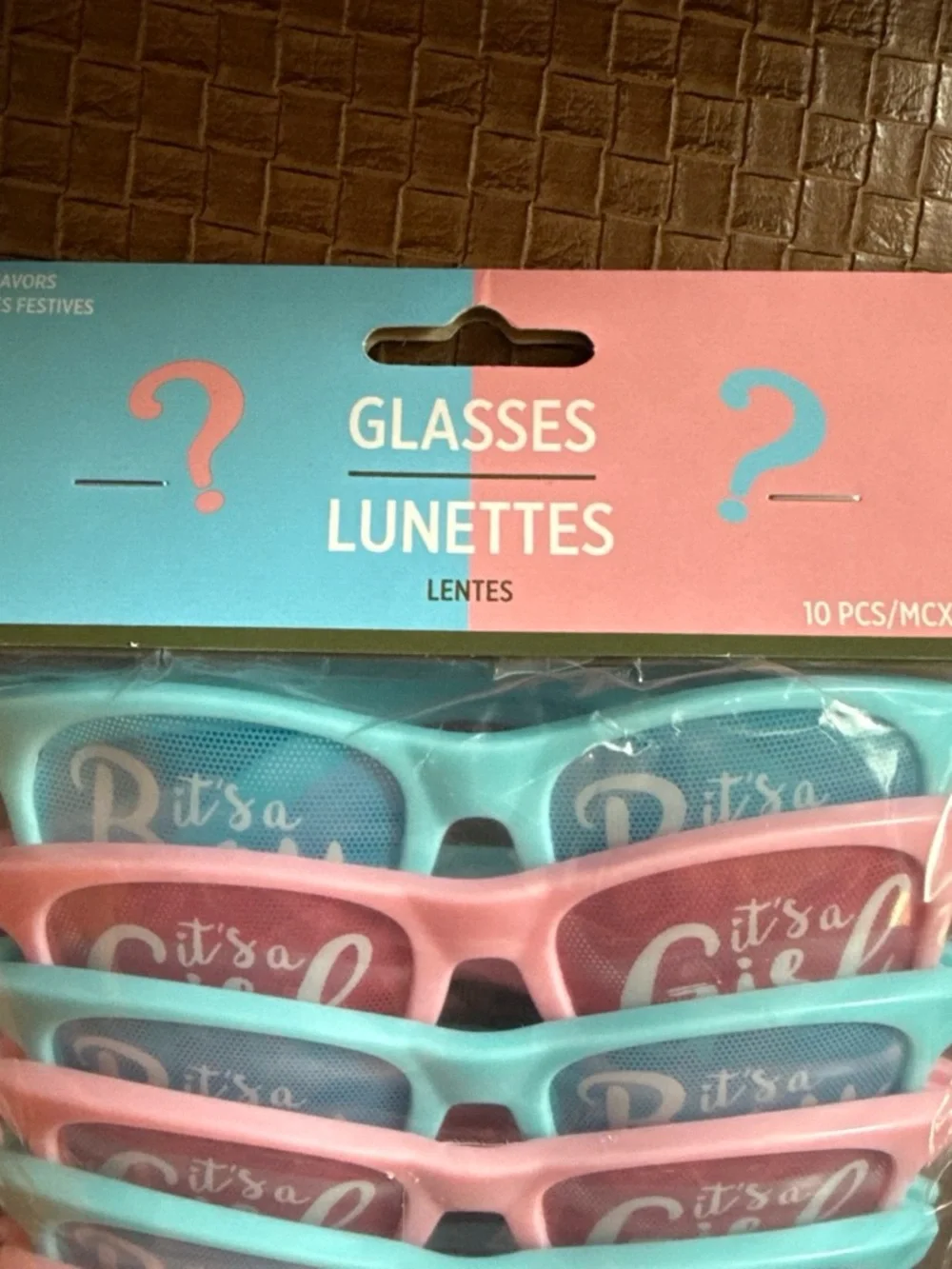 Gender Reveal 'It's a Girl' Pink & Blue Party Glasses - 2 Packs of 10